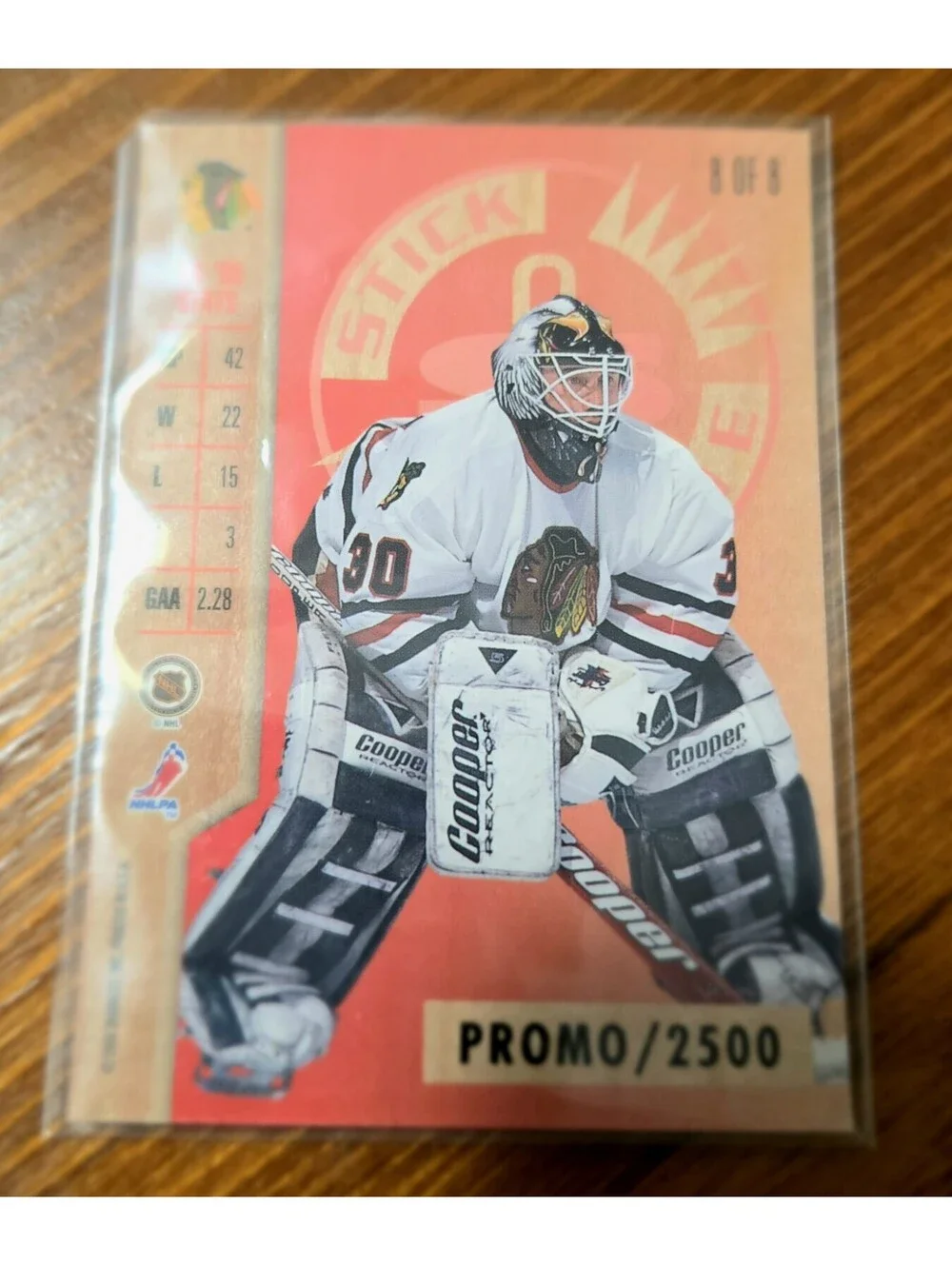 1995-96 Leaf Limited Stick Side Promo/2500 Ed Belfour #8 HOF Promo Card Rare 🔥